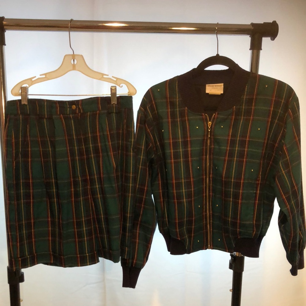 Plaid Jacket and Short Set